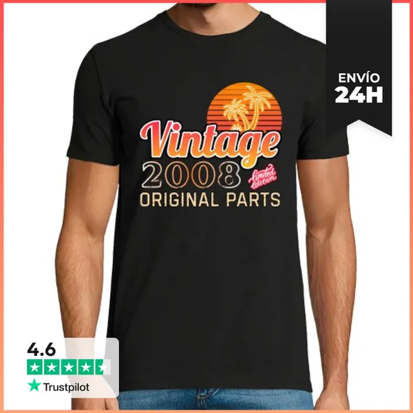 Camiseta Hombre Clásica Vintage 2008 Original Parts Regalo