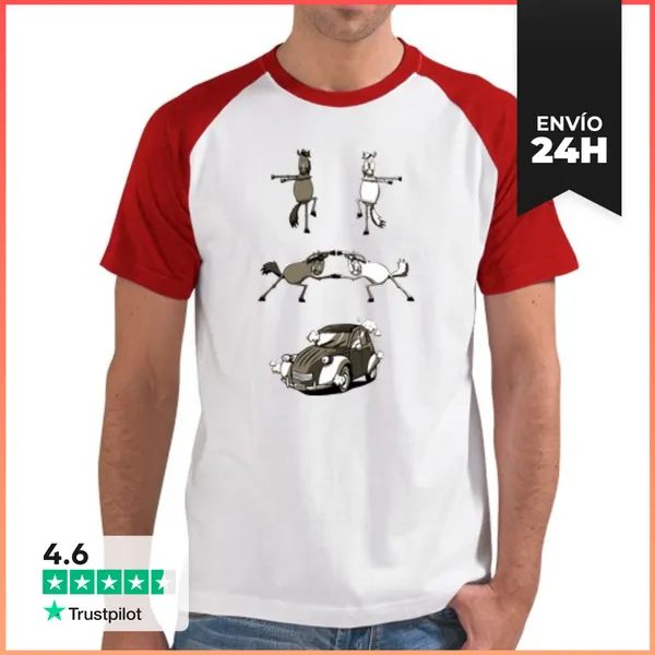 Camiseta Hombre, Estilo Béisbol Fusión 2 Caballos LaTostadora