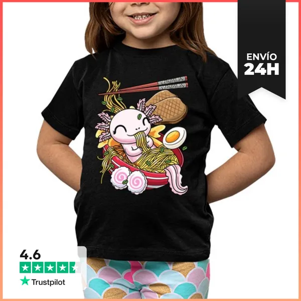 Camiseta Clásica Para Niños Fideos Ramen De Pez Ajolote Kawaii