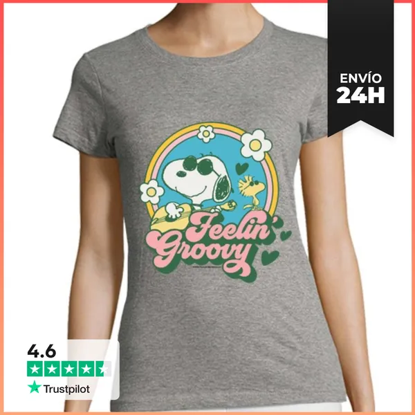 Camiseta Mujer Clásica Snoopy Feelin Groovy LaTostadora