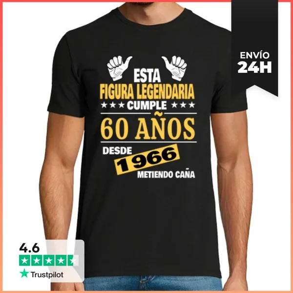Camiseta Hombre Clásica Regalo Divertido 60 Años 1966 LaTostadora