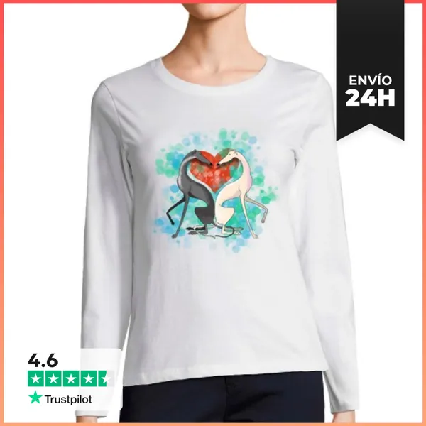 Camiseta Mujer Manga Larga Corazón Galgo Simétrico LaTostadora