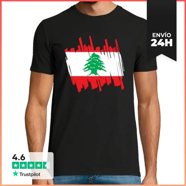 Camiseta Hombre Clásica Bandera Líbano LaTostadora
