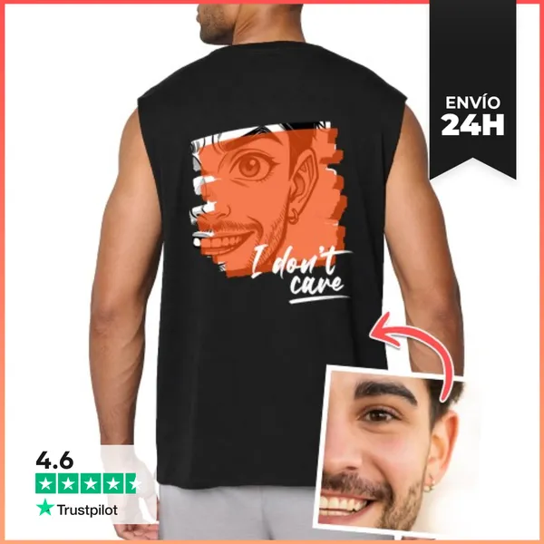 Camiseta Sin Mangas Efecto Manga Camiseta Sin Mangas I Dont Care