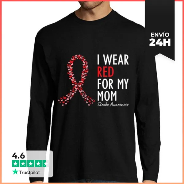 Camiseta Hombre Manga Larga Llevo Rojo Por La Concienciación