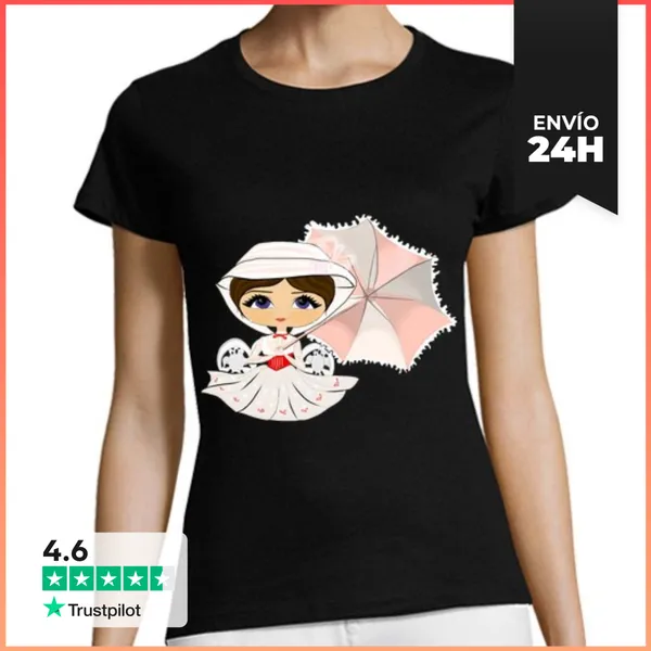 Camiseta Mujer Clásica Ninet Mary Poppins Traje Blanco
