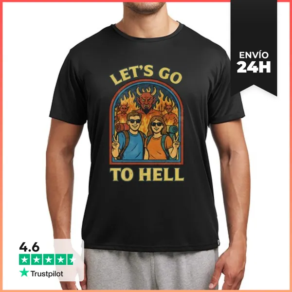 Camiseta Deportiva Hombre Mochileros Al Infierno Humor Negro Retr