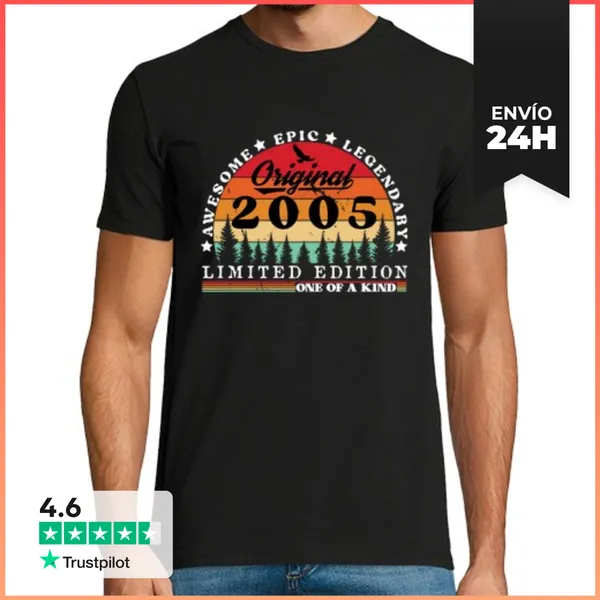 Camiseta Hombre Clásica Camiseta Vintage 2005 Regalo De