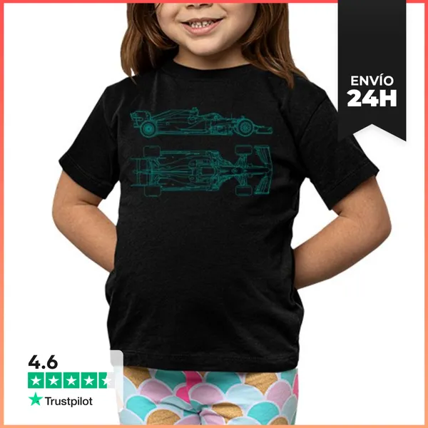 Camiseta Clásica Para Niños F1 SILUETA COCHE INGENIERO GRAN