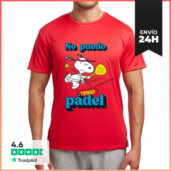 Camiseta Deportiva Hombre No Puedo Tengo Pádel Snoopy LaTostadora