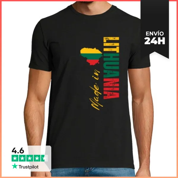 Camiseta Hombre Clásica Hecho En Lituania, Amo Lituania