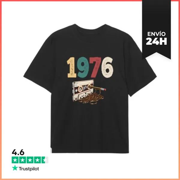 Camiseta Oversize 1976 Cassette Retro Cumpleaños LaTostadora