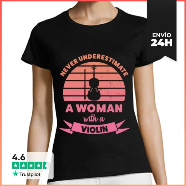 Camiseta Mujer Clásica Mujer Con Un Violín Regalos Divertidos