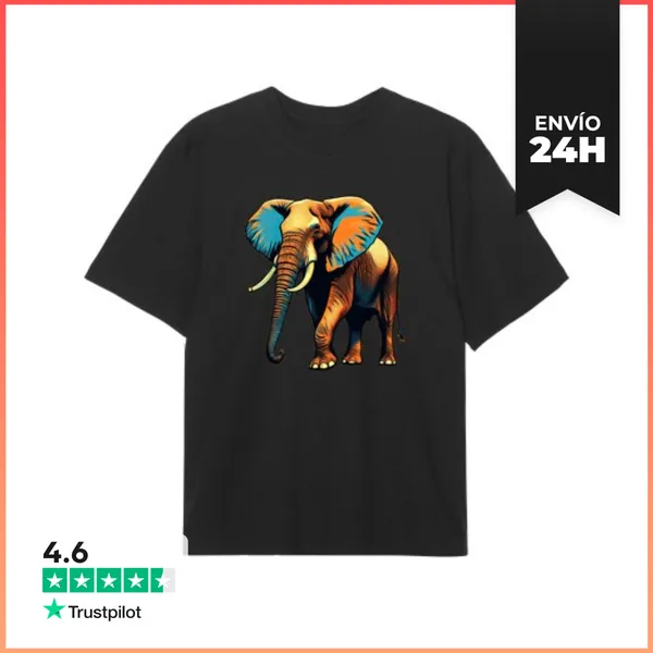 Camiseta Oversize Elefante Africano Pop Art Retro LaTostadora