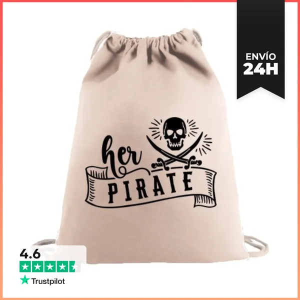 Mochila Saco Con Cuerdas HER PIRATE CALAVERA ESPADAS LaTostadora