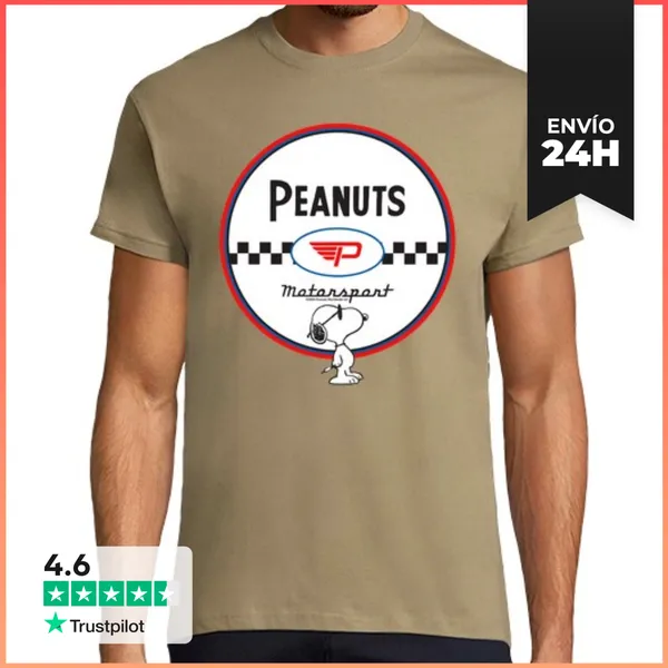 Camiseta Hombre Clásica Snoopy Peanuts Motorsport LaTostadora