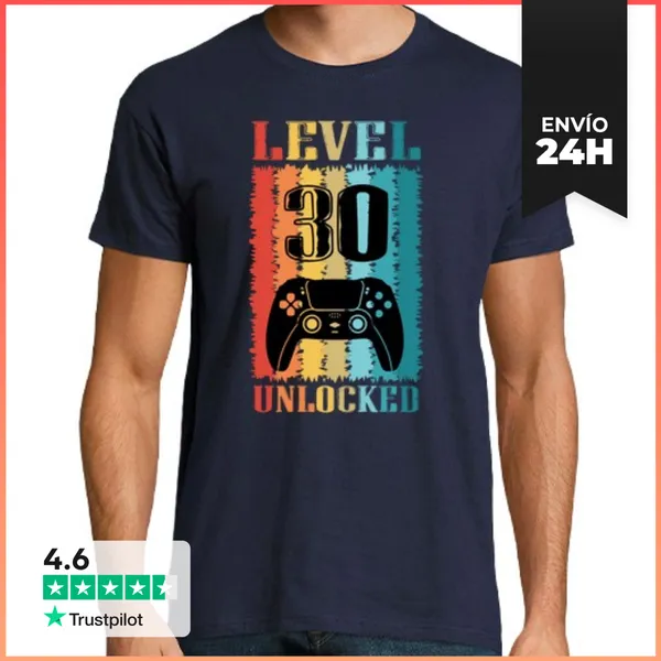 Camiseta Hombre Clásica Nivel 30 Desbloqueado - Camiseta Vintage