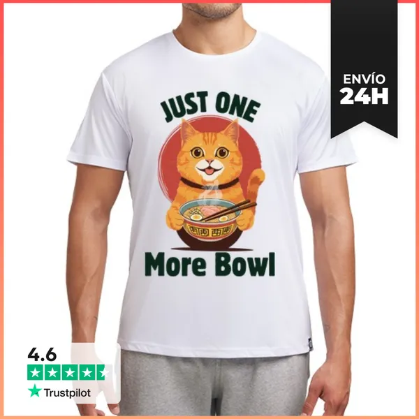Camiseta Deportiva Hombre Gato Solo Un Tazón Más LaTostadora