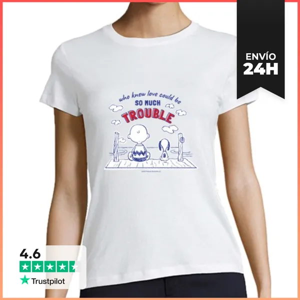 Camiseta Mujer Clásica Snoopy Love And Trouble LaTostadora