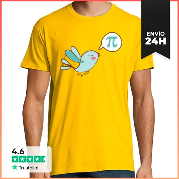 Camiseta Hombre Clásica CAMISETA HOMBRE PÁJARO NÚMERO PI HUMOR