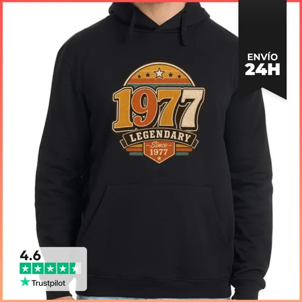 Sudadera Unisex Con Capucha Vintage Legendary Since 1977 Birthday
