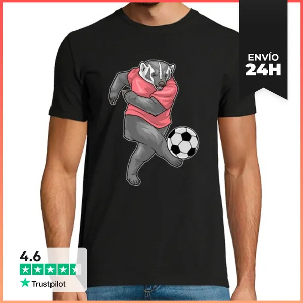 Camiseta Hombre Clásica Jugador De Fútbol Tejón Fútbol