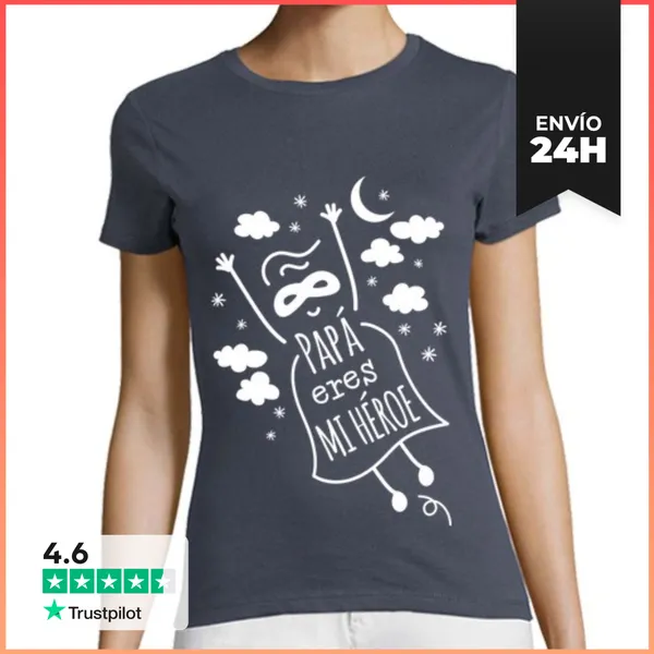 Camiseta Mujer Clásica Papá Eres Mi Héroe LaTostadora