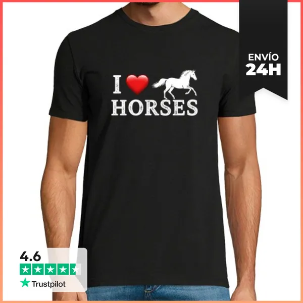 Camiseta Hombre Clásica Me Encantan Los Caballos Elegante Diseñ