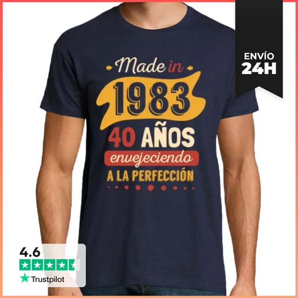 Camiseta Hombre Clásica 40 Años Envejeciendo A La Perfección
