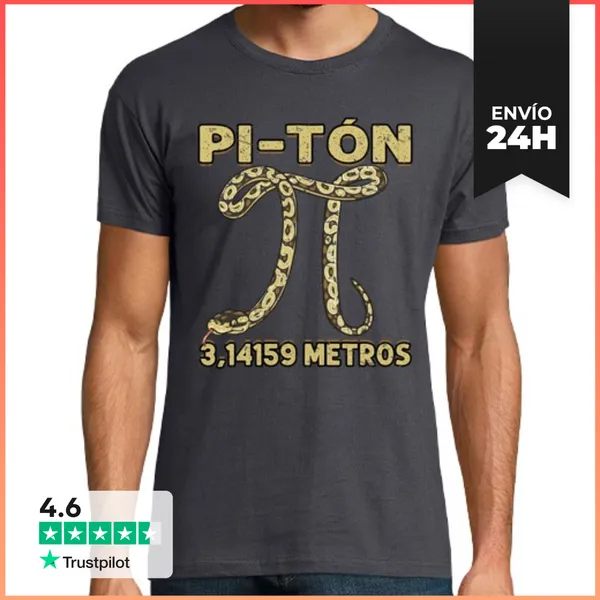 Camiseta Hombre Clásica Número Pi Pitón Matemáticas Animales