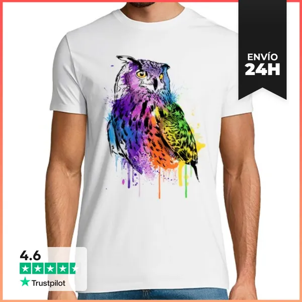 Camiseta Hombre Clásica Owl Watercolor LaTostadora