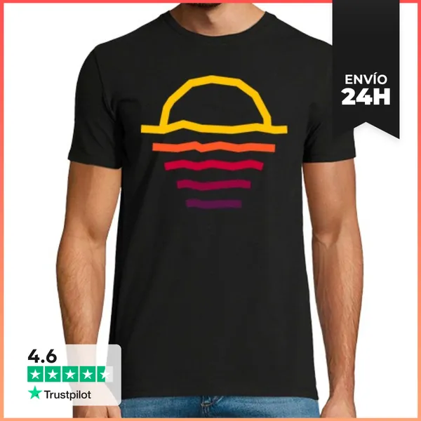 Camiseta Hombre Clásica Líneas Del Atardecer LaTostadora