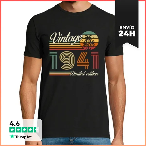 Camiseta Hombre Clásica 1941 Vintage Regalo Cumpleaños Retro