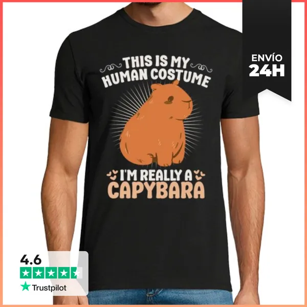 Camiseta Hombre Clásica Carpincho Humano Disfraz Gracioso Hallo