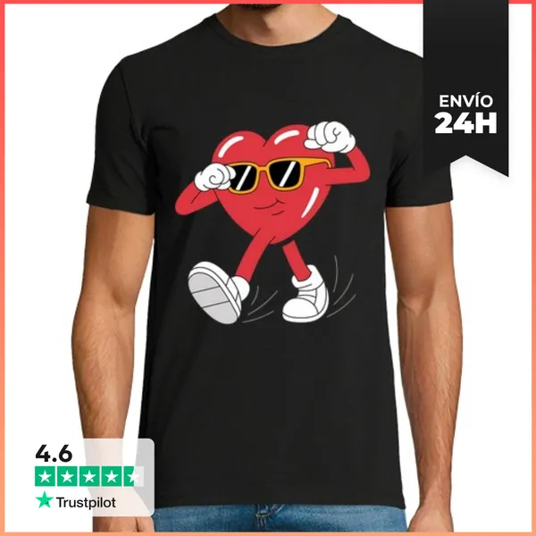 Camiseta Hombre Clásica Corazón Bailando Amor Día De San Valent