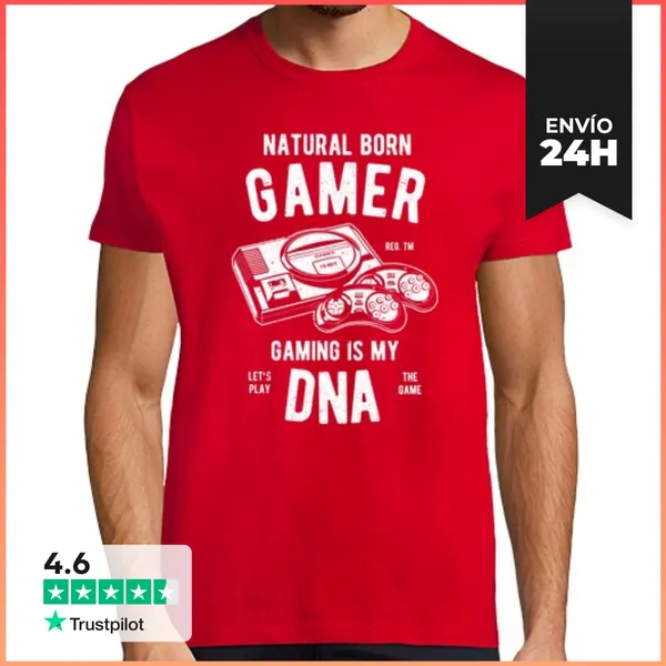 Camiseta Hombre Clásica Natural Born Gamer LaTostadora