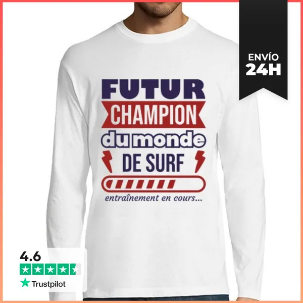 Camiseta Hombre Manga Larga Futuro Campeón Mundial De Surf