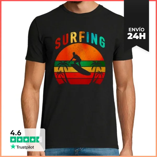 Camiseta Hombre Clásica Surf Surfista Regalo Ola Tabla De Surf