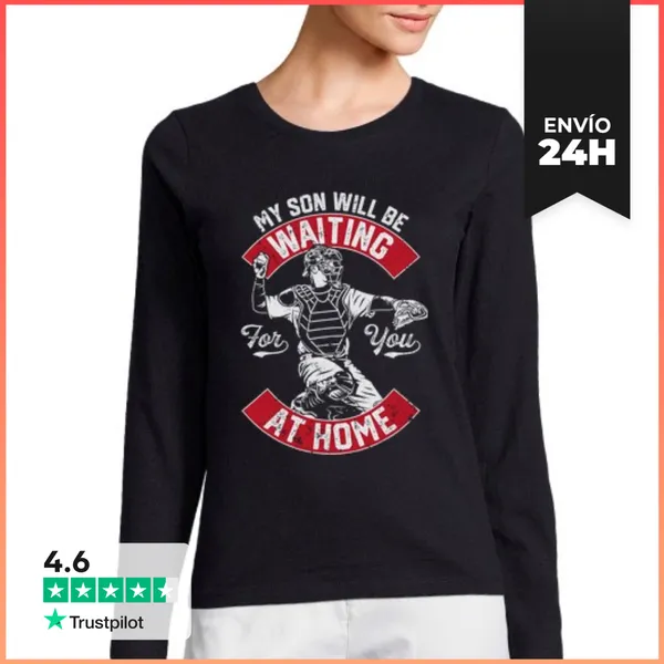 Camiseta Mujer Manga Larga Mi Hijo Te Estará Esperando En Casa