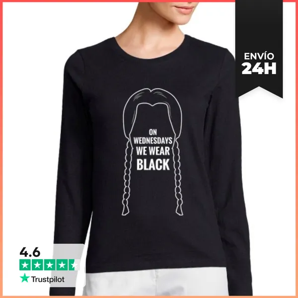 Camiseta Mujer Manga Larga On Wednesdays We Wear Black