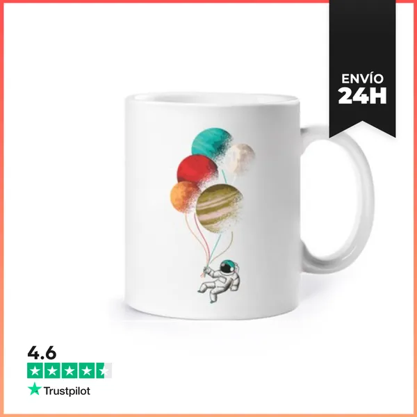 Taza Globos Astronauta. LaTostadora