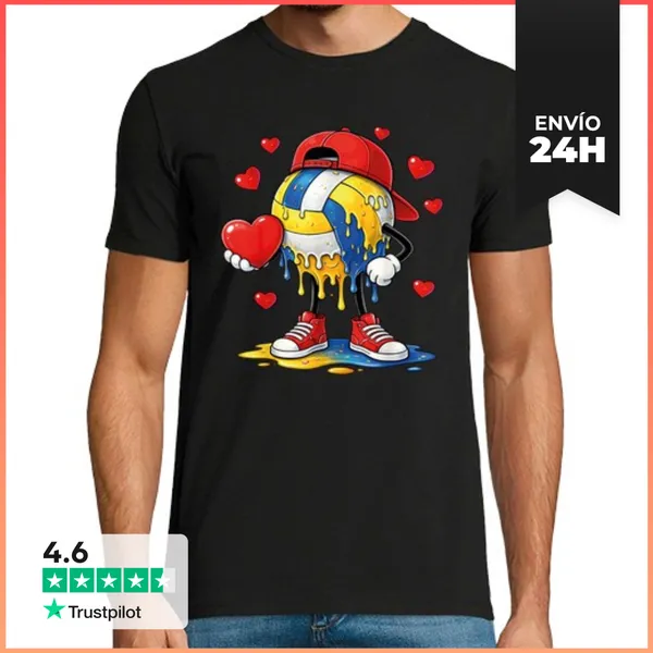 Camiseta Hombre Clásica Voleibol De San Valentín Corazón Goteo