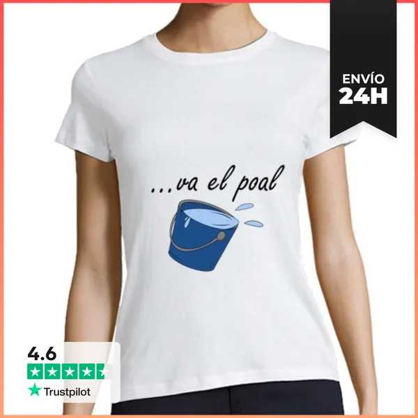 Camiseta Mujer Clásica Mujer, Manga Corta, Blanca, Calidad