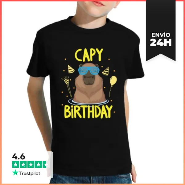 Camiseta Clásica Para Niños Cumpleaños De Capibara Capy