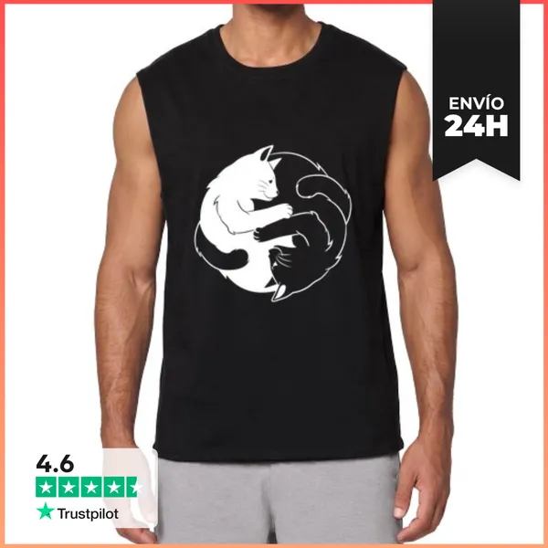 Camiseta Sin Mangas Gato Ying Yang Para Los Amantes De Los