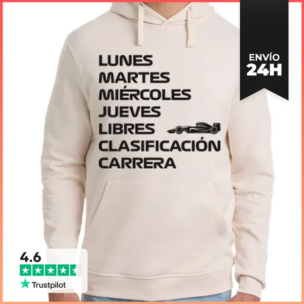 Sudadera Unisex Con Capucha F1 SEMANA LIBRES CLASIFICACIÓN
