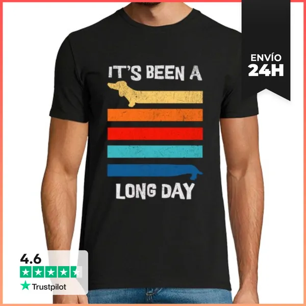 Camiseta Hombre Clásica Ha Sido Un Día Largo Perro Salchicha