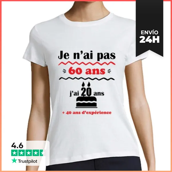 Camiseta Mujer Clásica No 60 Años Regalo De Cumpleaños Número