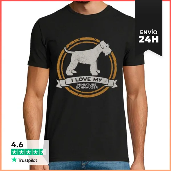 Camiseta Hombre Clásica I Love My Miniature Schnauzer Raza Perro