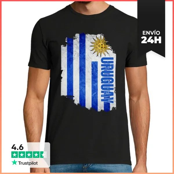 Camiseta Hombre Clásica Bandera Uruguaya, Orgullo Uruguayo